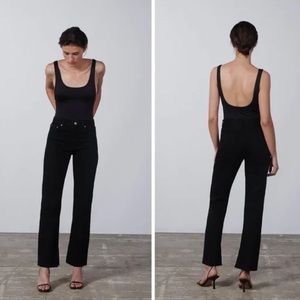 Zara- ZW The 90’s Slim Fit Black Jeans with Split Hem Size 4
